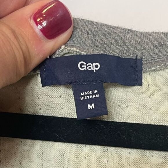 Gap Sleeveless Tank Sweatshirt Embellished Sequin Shoulders Medium Gray Holiday - Picture 6 of 10